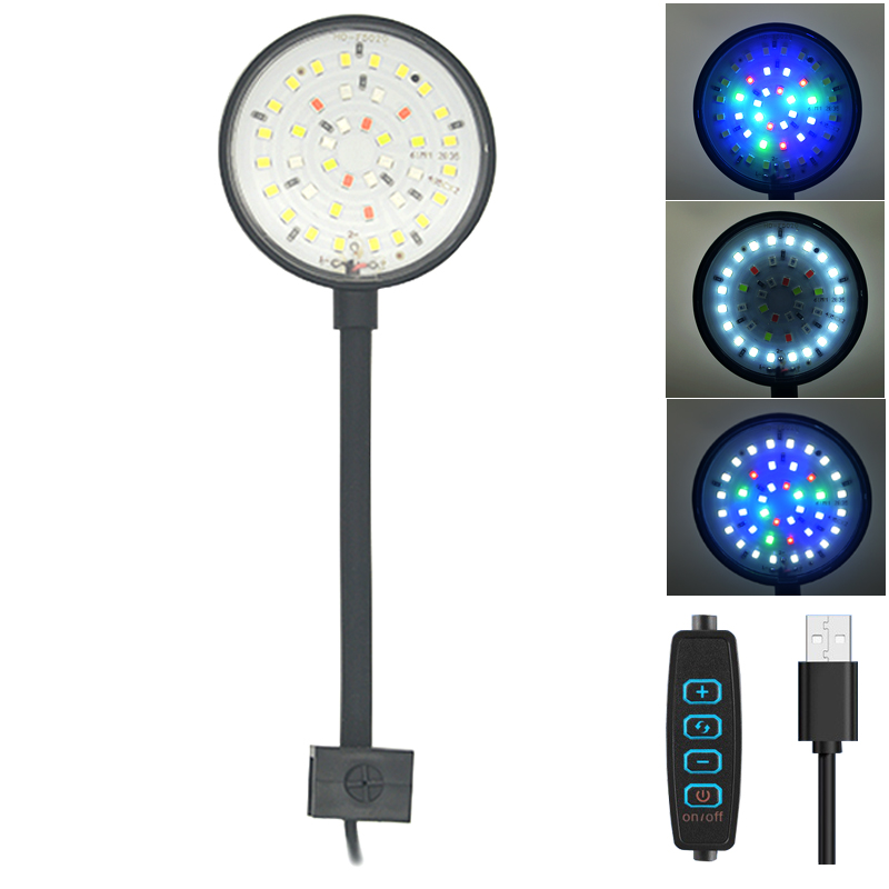 Reef Lighting - USB 水族館 LED ランプ水槽ライト装飾水生植物複数のモード調光可能な明度フルスペクトルミニクリップライト 5V