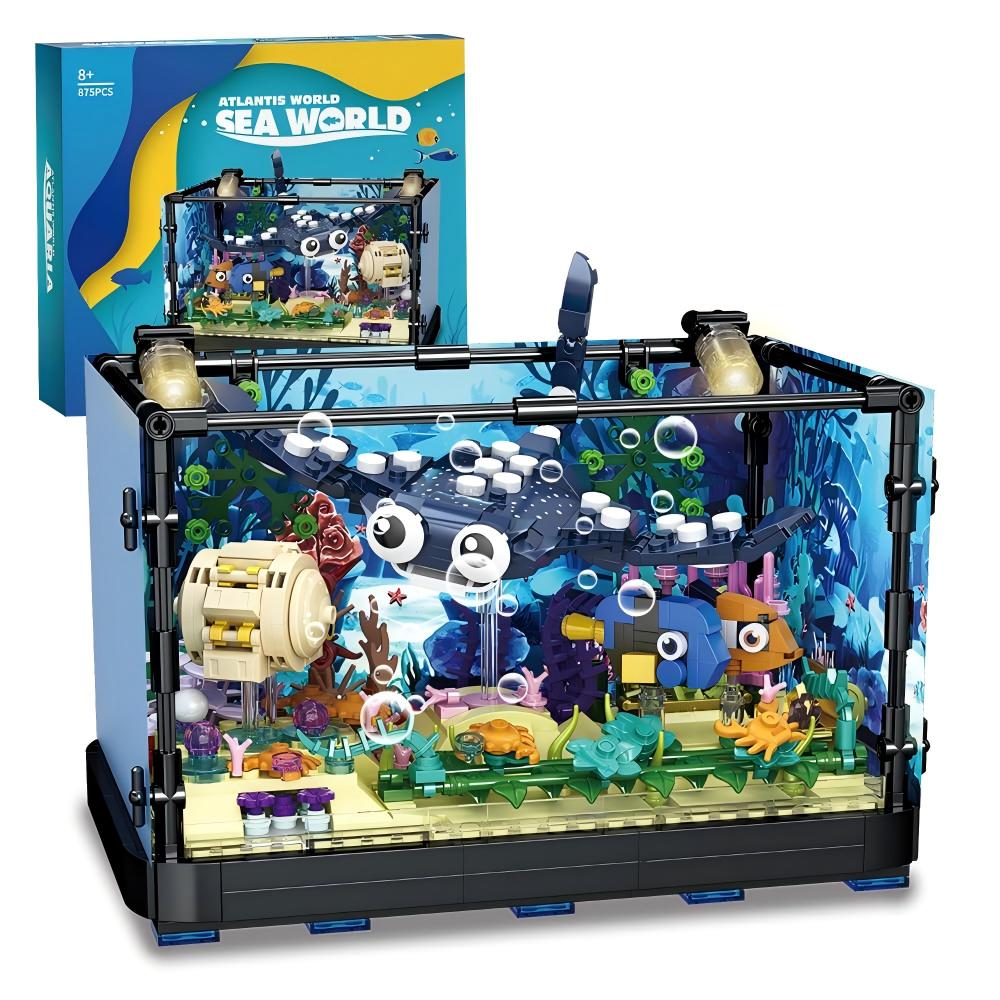 Marine Aquarium Cube - 水槽組み立てセット - 海洋水族館おもちゃ、クリスマス、誕生日、新年のギフト 858ピース