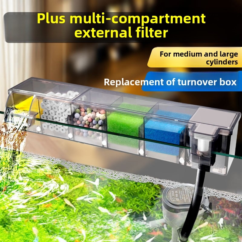 Reef Tank Filter - 多室生化学フィルター水槽トップハンギングバクテリア培養壁掛け式、水浄化カメタンク魚