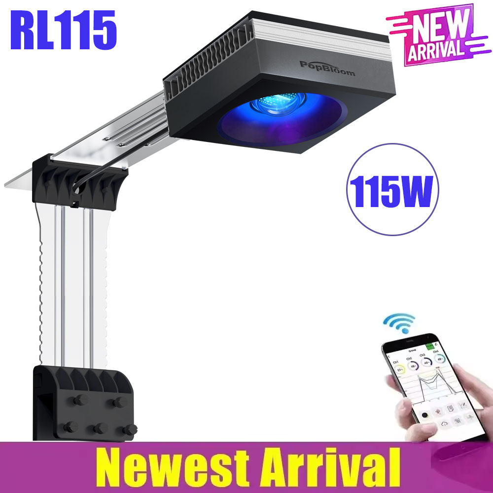 Reef Lighting - PopBloom WiFi 水族館 LED ライト RL60/RL90/RL115、プロフェッショナルなリーフ水族館ランプ、リーフコーラル