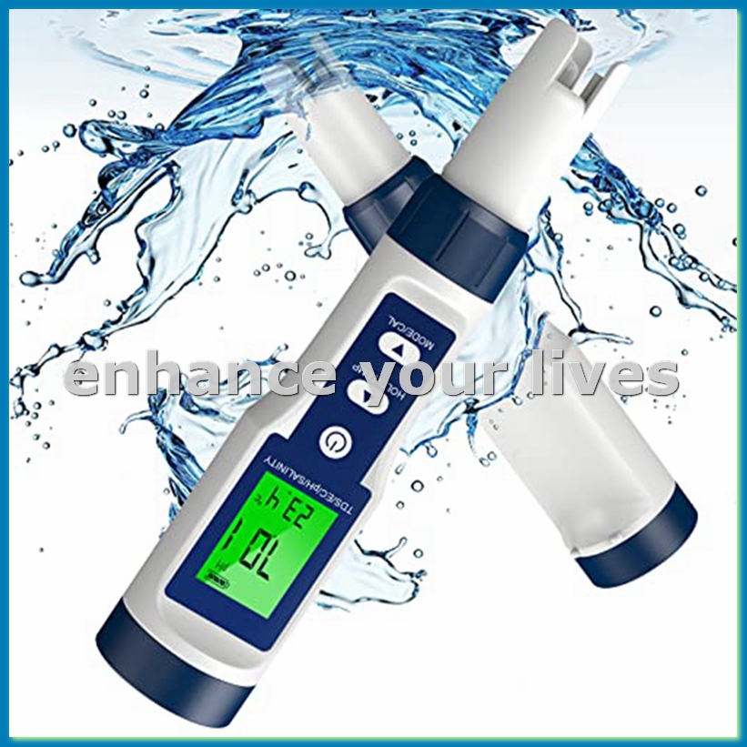 Saltwater Tank - TDSメーター、0-200000 PPMメーター、0-14 PHメーター、5 in 1 TDS/EC/塩分/温度/PHメーター（飲料水、プール、水槽用）-A79U