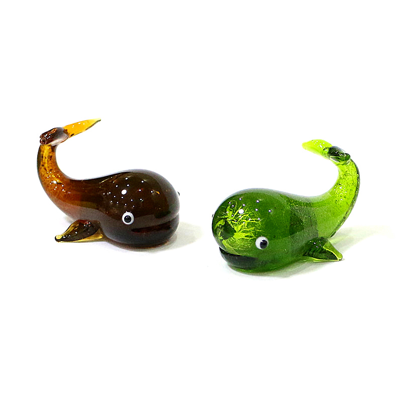 Muranoガラスクジラミニチュア像銀箔工芸かわいい海洋動物 - Marine Aquarium のレビューと価格