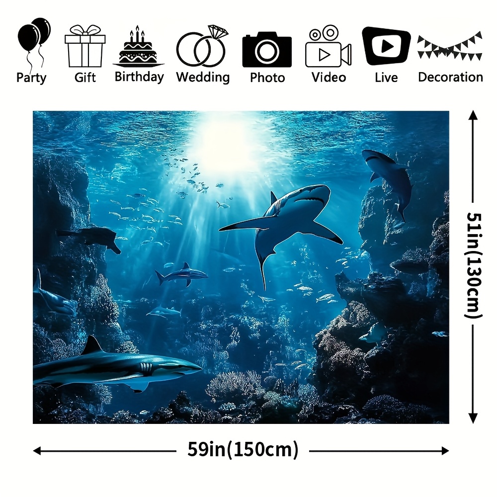 壮大な深海サメのウォールタペストリー ブルーオーシャン 海洋 - Ocean Aquarium のレビューと価格