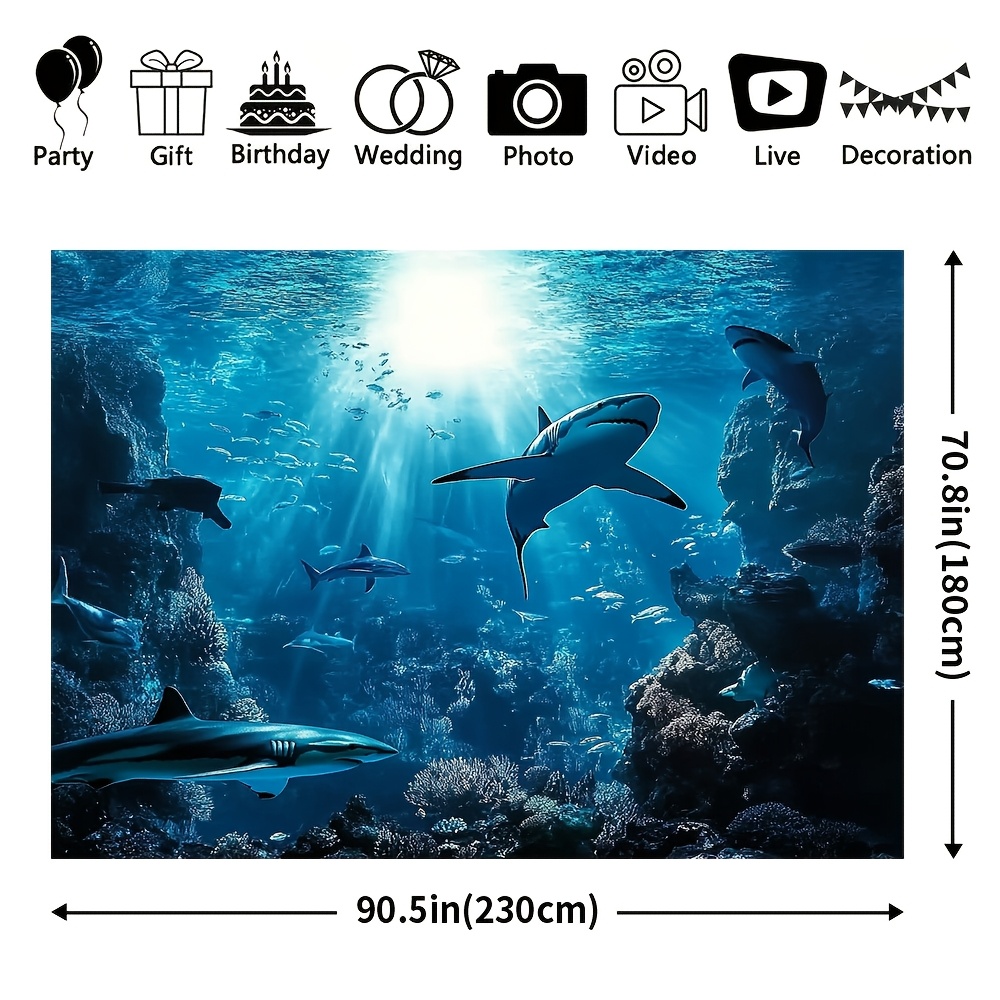 壮大な深海サメのウォールタペストリー ブルーオーシャン 海洋 - Ocean Aquarium のレビューと価格