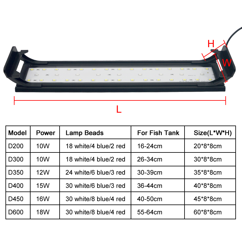 園芸用LEDライト,16〜64cm,魚の水耕植物栽培用,タイ - Aquarium Marine Lights のレビューと価格