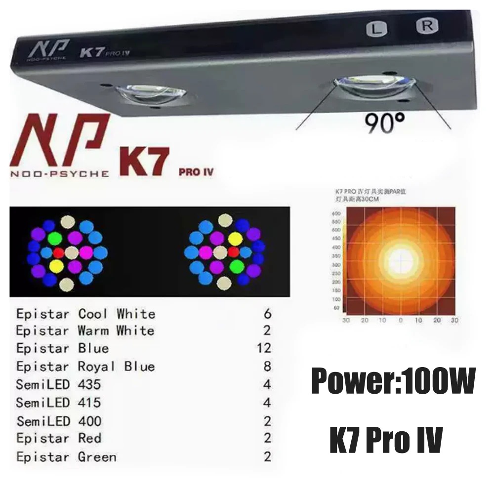 Noopsyche NP K7Pro IV 100W アプリ - Reef Lighting のレビューと価格
