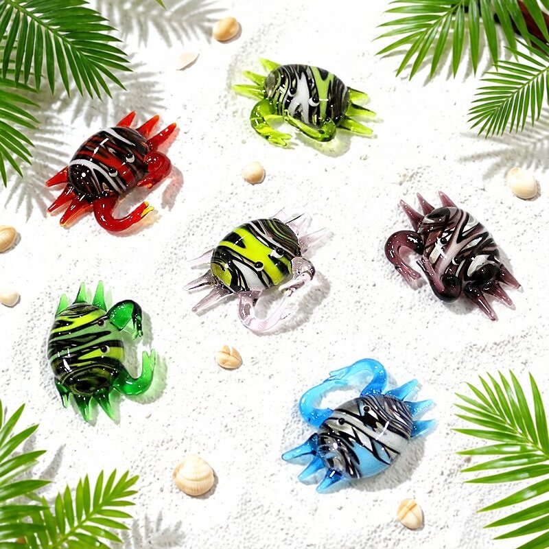手作りのかわいいミニガラスカニの置物、小さな海洋動物の像、家 - Marine Aquarium のレビューと価格